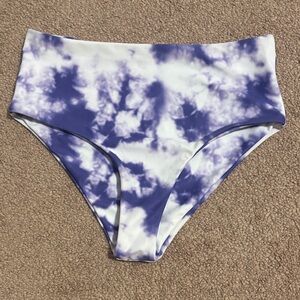 SHEIN Blue and White Tie-Dye Bikini Bottom